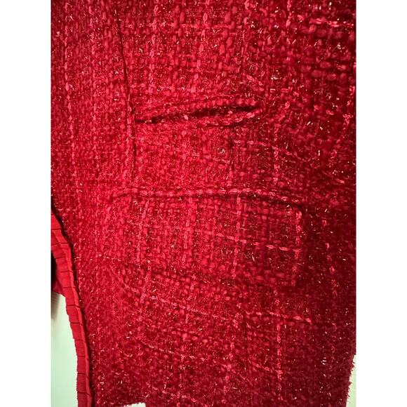 NWT WinterSilks red silk Multi Woven tweed collarless blazer coat size XL - Picture 14 of 16